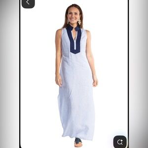 Sail to Sable Navy and White Maxi Dress Size M